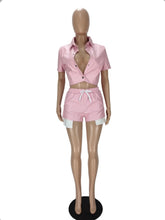 Load image into Gallery viewer, Fashion PU Leather Short Sleeve Two Piece Set

