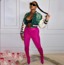 Load image into Gallery viewer, Fashion Print Rib Splicing Baseball Jacket

