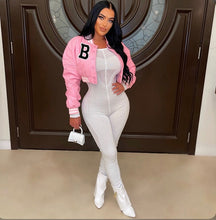 Load image into Gallery viewer, B Letter Print Short Baseball Jacket
