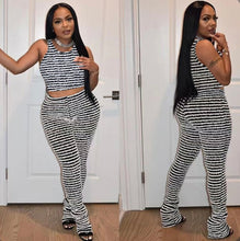 Load image into Gallery viewer, Knits Stripe Vest And Pants Slim Two Piece
