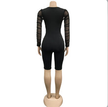 Load image into Gallery viewer, Mesh Patchwork Solid Rompers

