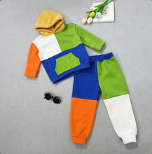 Load image into Gallery viewer, Kids Casual Color Blocking Hooded Sweatshirt Suit
