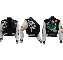 Load image into Gallery viewer, Letter Print Color Block Baseball Coat
