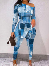 Load image into Gallery viewer, Plus Size Casual Print Long Sleeve Pencil Pants Two Piece Set
