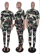 Load image into Gallery viewer, Camo Print Casual Two Piece Shorts Sets
