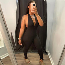 Load image into Gallery viewer, Sexy Solid Deep V Halter Backless Ruched Jumpsuit
