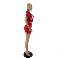 Load image into Gallery viewer, Short Sleeve Print Tops And Skirts Two Piece Set
