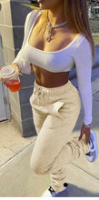 Load image into Gallery viewer, Plus Size Solid Casual Drawstring Sweatpants
