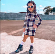 Load image into Gallery viewer, Kids Girls Fashion Long Sleeve Plaid A-line Dress
