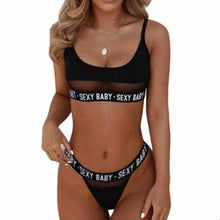 Load image into Gallery viewer, Sexy Letter Patchwork Underwear G-String Lingerie Set
