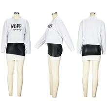 Load image into Gallery viewer, Letter Print Sweatshirt And Splicing Leather Skirt 2 Piece Set
