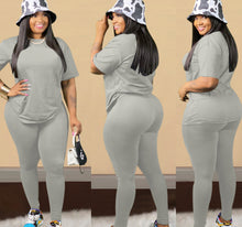Load image into Gallery viewer, Plus Size Solid T Shirt And Pants 2 Piece Sets
