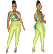 Load image into Gallery viewer, Sexy Deep V-Neck Lace-Up Top+Pencil Pants Two Piece Set
