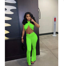 Load image into Gallery viewer, Sexy Solid Wrap Chest Two Piece Pant Sets
