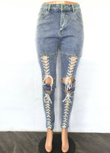 Load image into Gallery viewer, Denim Lace-Up Skinny Jeans
