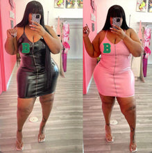 Load image into Gallery viewer, Plus Size PU Leather Spaghetti Strap Zipper Mini Dress

