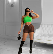 Load image into Gallery viewer, PU Leaher Skinny Shorts
