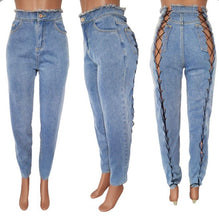 Load image into Gallery viewer, Fashion Hollow Out Bandage Jeans
