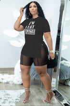 Load image into Gallery viewer, Letter Print Split T Shirt+Mesh Shorts 2 Piece Sets
