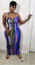 Load image into Gallery viewer, Tie Dye Print Backless Cross Strap Split Maxi Dress NYF
