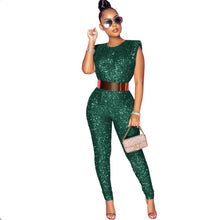 Load image into Gallery viewer, Plus Size Sequin Sexy Sleeveless Jumpsuit
