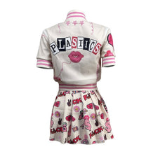 Load image into Gallery viewer, Fashion Print Baseball Jacket And Pleated Skirt 2 Piece Set

