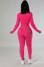 Load image into Gallery viewer, Solid Color Hole Long Sleeve Pant Two Piece Set
