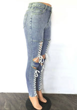 Load image into Gallery viewer, Denim Lace-Up Skinny Jeans

