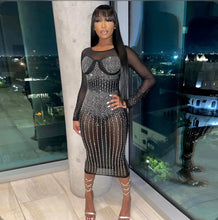 Load image into Gallery viewer, Sexy Mesh Hot Drilling Midi Dress
