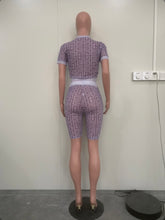 Load image into Gallery viewer, Casual Print Short Sleeve Two Piece Shorts Set
