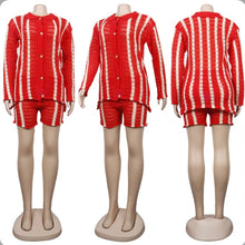 Load image into Gallery viewer, Knitted Sweater Long Sleeve Two Piece Shorts Sets

