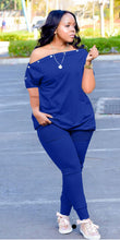 Load image into Gallery viewer, Plus Size Solid Color Breasted Top And Pants Two Piece Sets
