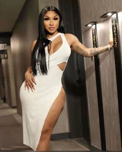 Load image into Gallery viewer, Solid Sleeveless Hollow Out Split Midi Dress
