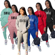 Load image into Gallery viewer, Casual Print Hooded Sweatshirt Sport Two Piece Pants Set
