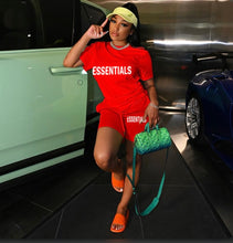 Load image into Gallery viewer, Plus Size Letter Print Loose T Shirt And Shorts Two Piece Set
