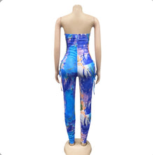 Load image into Gallery viewer, Sexy Print Lace-Up Tube Top Jumpsuits
