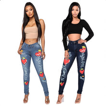 Load image into Gallery viewer, Plus Size Denim Print Skinny Jeans Pants
