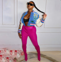 Load image into Gallery viewer, Fashion Print Rib Splicing Baseball Jacket
