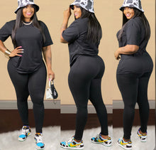 Load image into Gallery viewer, Plus Size Solid T Shirt And Pants 2 Piece Sets
