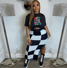 Load image into Gallery viewer, Black White Plaid Print Two Piece Skirt Set
