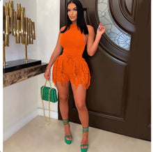 Load image into Gallery viewer, Tassel Lace Sleeveless Shorts Two Piece Set
