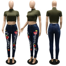Load image into Gallery viewer, Plus Size Denim Print Skinny Jeans Pants

