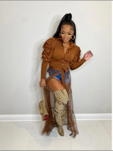 Load image into Gallery viewer, Sexy Ruched Sleeve Mesh Patchwork Shirt
