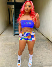 Load image into Gallery viewer, Letter Print Tube Top And Shorts Two Piece Sets
