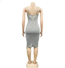 Load image into Gallery viewer, Sexy Solid Sling Hollow Bandage Midi Dress

