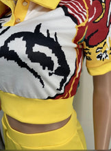 Load image into Gallery viewer, Fashion Print Rib Patchwork Two Piece Short Set
