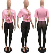 Load image into Gallery viewer, Fashion Sexy Letter Print Top Mesh Pants Two Piece Set Www.dreamempirellc.com
