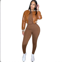 Load image into Gallery viewer, PU Leather Casual Baseball Jacket
