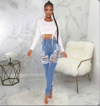 Load image into Gallery viewer, Denim Ripped Hole Skinny Jeans Pencil Pants
