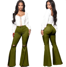 Load image into Gallery viewer, Plus Size Fashion All-match Ripped Denim Flared Pants
